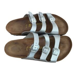 Birkenstock Silver Triple Strap Sandals
